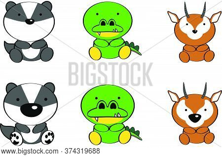 Cute Little Baby Animals Kawaii Cartoon Set Collection In Vector Format