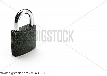 Lock Isolated On White Background. Security Concept With Metal Lock Pad For Key.