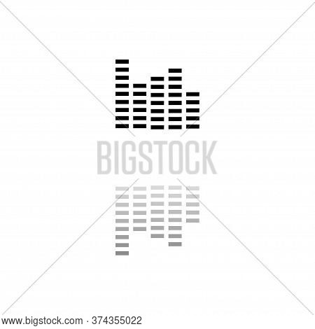 Equalizer. Black Symbol On White Background. Simple Illustration. Flat Vector Icon. Mirror Reflectio