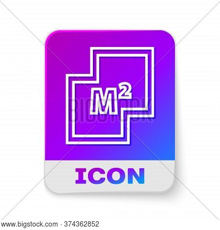 White Line House Plan Icon Isolated On White Background. Rectangle Color Button. Vector