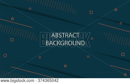 Abstract Geometric Background. Shade, Shadow And Gradient Of Dot, Square, Line, Circle, Star On Gree
