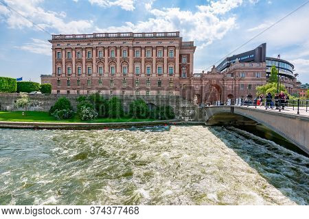 Stockholm, Sweden - June 2019: Parliament Building (riksdag) On A Summer Day