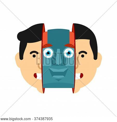 Robot Inside Human Head. Iron Skull Cyborg