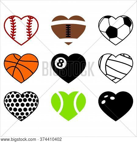 Sports Hearts, Baseball, American Football, Gridiron, Basketball, Billiard, Pool, Volleyball, Golf, 