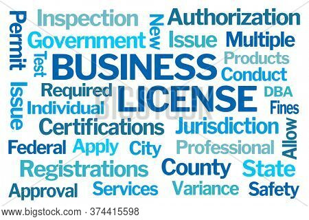 Business License Word Cloud on White Background