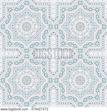 Retro Italian Maiolica Tile Seamless Pattern. Ethnic Structure Vector Patchwork. Textile Print Desig