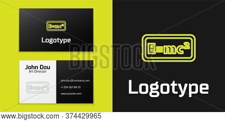 Logotype Line Math System Of Equation Solution Icon Isolated On Black Background. E Equals Mc Square