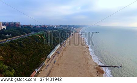 Bournemouth Beach And Pier In England -aerial Photography