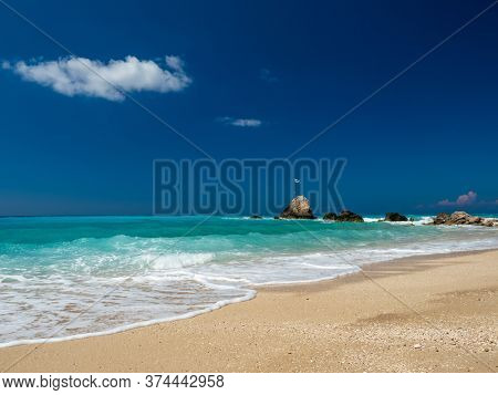Avali beach in Lefkada Greece at sunset