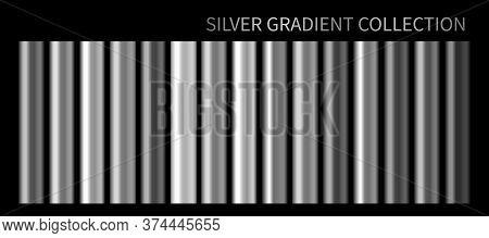 Silver Metallic Gradient, Chrome, Metal Foil Texture Template Vector