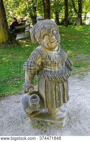 Salzburg, Austria,  09,03,2011. Statue Of A Dwarf From The Garden Of The Dwarfs Of Mirabel Park. Dwa