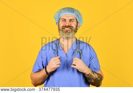 Good Thing To Be Vaccinated. Incubation Period. Doctor Ready Help. Diagnosis Concept. Man Bearded Do