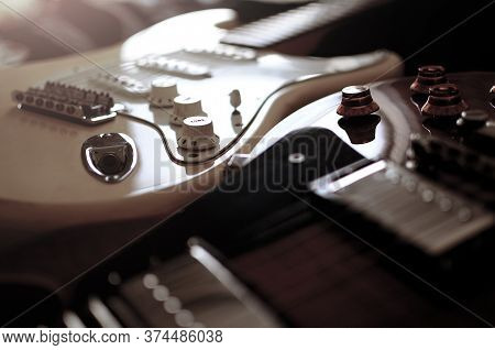 Electric Guitar,used To Play Music And Notes, For Sing A Song, Macro Abstract.