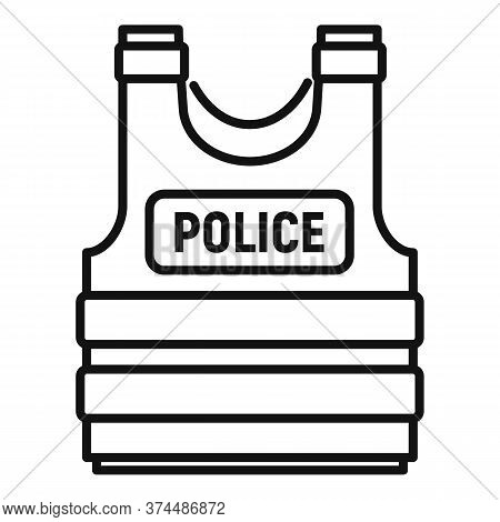 Police Bulletproof Icon. Outline Police Bulletproof Vector Icon For Web Design Isolated On White Bac