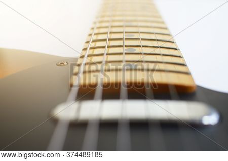 Electric Guitar , Used To Play Music And Notes, For Sing A Song, Macro Abstract.