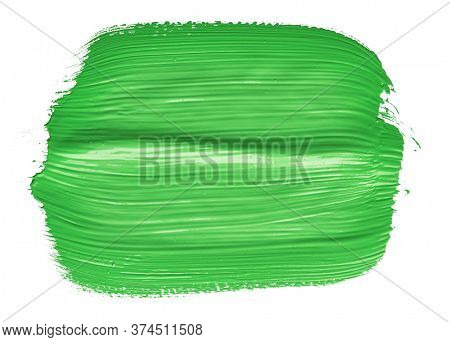 Green chroma brush stroke paiting over isolated background, canvas watercolor texture 