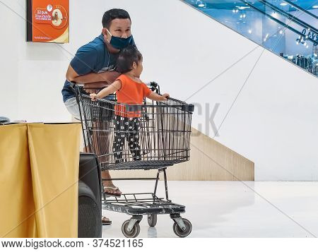 Kanchanaburi, Thailand - June 21, 2020: Unidentified Customers Wear A Protective Mask To Prevent The