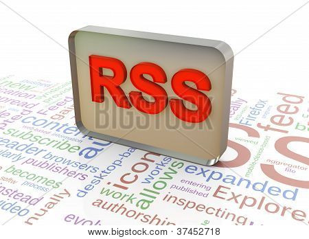 3D Rss Rss Wordcloud taustalla