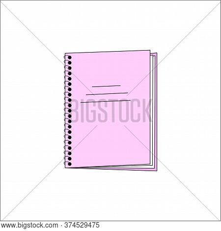 A School Copybook Outline Color Icon. A Study Notebook . Concept Of Education, Back To School. Vecto