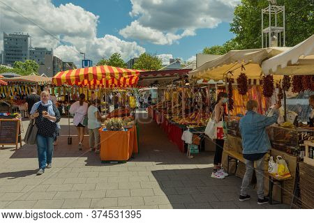 Bockenheim Markt, A Weekly Farmers Market On The Bockenheimer Warte With Fruit And Vegetable Stalls,