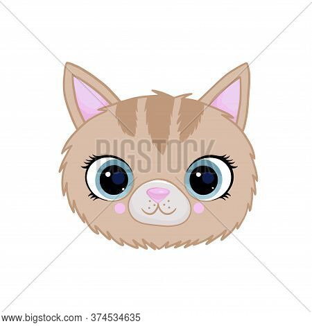 Cute Bunny Head With Big Eyes And A Wreath Of Flowers. Cute Cartoon Funny Character. Pet Baby Print 