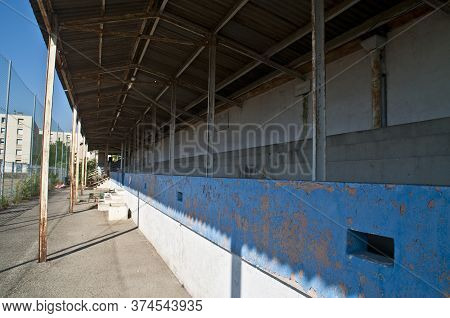 The Main Stand Of The Demolished Stade De La Palla Football Stadium In Valence, France.