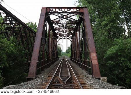 Old Railroad Bridge Vantage View In Rural America