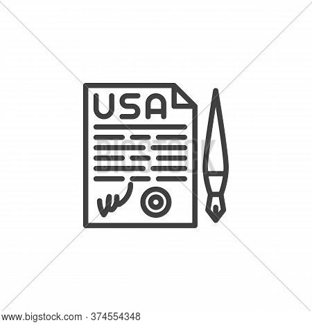 United States Declaration Of Independence Line Icon. Linear Style Sign For Mobile Concept And Web De