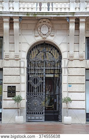 Rijeka, Croatia - October 17, 2014: Entrance To City Mayor Government Office At Korzo Street In Rije