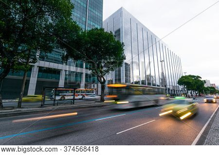 Rio De Janeiro, Brazil - July 2, 2020: Traffic In Presidente Vargas Avenue In The City Downtown. Bec