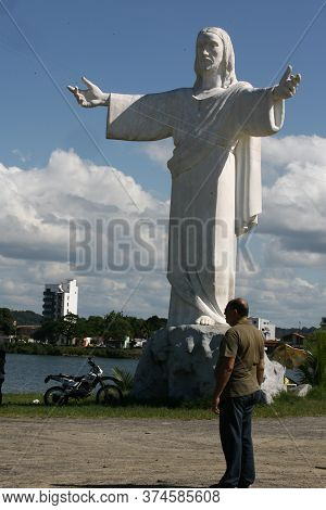 Ilheus, Bahia / Brazil - March 26, 2012: View Of Christ The Redeemer Monument In The City Of Ilheus 