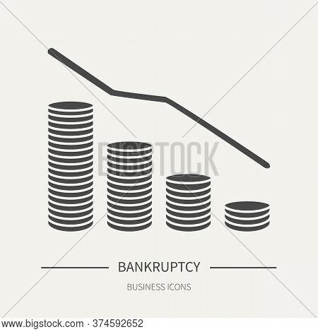 Bankruptcy - Business Icon In Flat Style. Graphic Design Elements For Ad, Apps, Website, Packaging, 