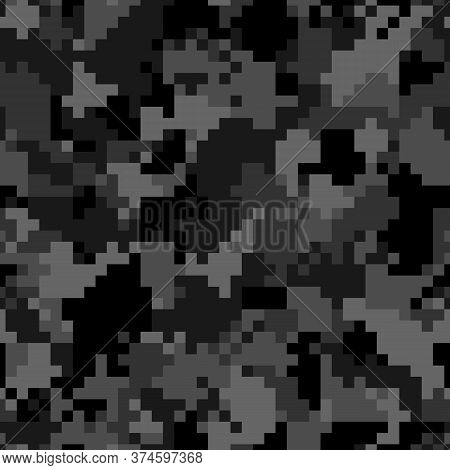 Military Camouflage Seamless Pattern. Urban Digital Pixel Style.