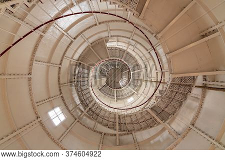 Poti, Georgia - 30.06.2020: Round Staircase In The Interior Of The Poti Lighthouse, Travel