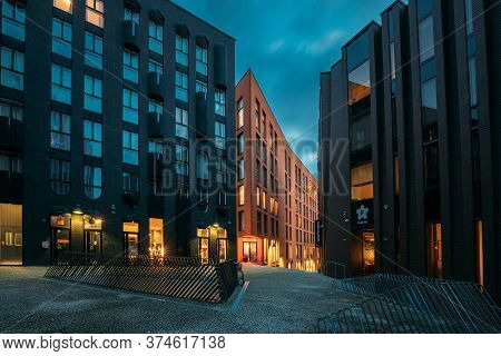 Tallinn, Estonia - December 5, 2016: View Of Historical Rotermann City In Evening Illuminations. Rot