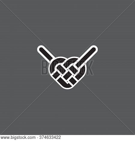 Symbol Vector Of Celtic Heart Knot With Colour Black White And Gray.