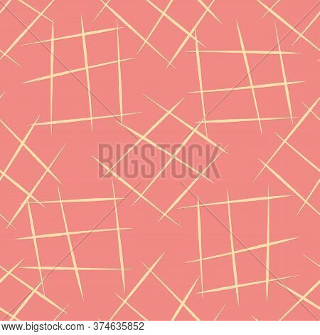 Vector Hand Drawn Diagonal Scribbled Individual Grunge Grid Rectangles.. Seamless Pattern Background