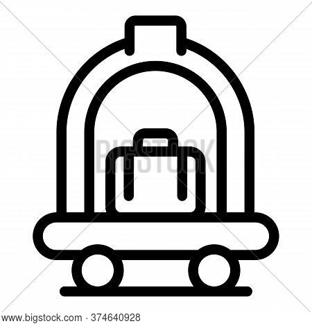 Hotel Luggage Cart Icon. Outline Hotel Luggage Cart Vector Icon For Web Design Isolated On White Bac