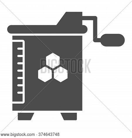 Honey And Wax Extractor Solid Icon, Beekeeping Concept, Manual Honey Extractor Sign On White Backgro