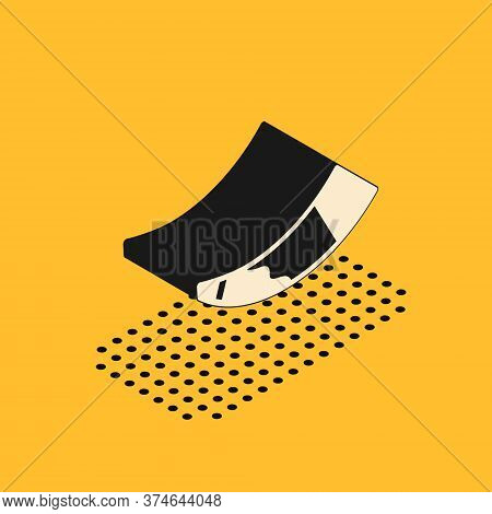 Isometric Hunting Horn Icon Isolated On Yellow Background. Vector