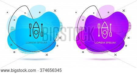Line Kayak And Paddle Icon Isolated On White Background. Kayak And Canoe For Fishing And Tourism. Ou