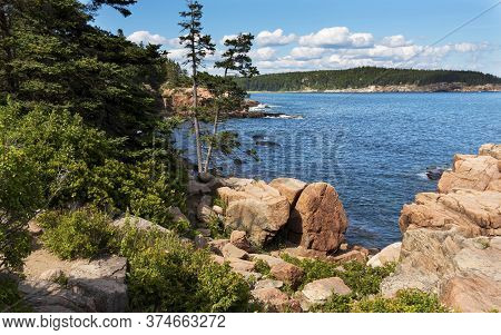 View Of The Water And Cadillac Mountain Taken From In The Woods At The Bottom Of Cadillac Mountain I