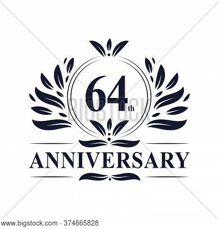64th Anniversary Celebration, Luxurious 64th Years Anniversary Logo Design.