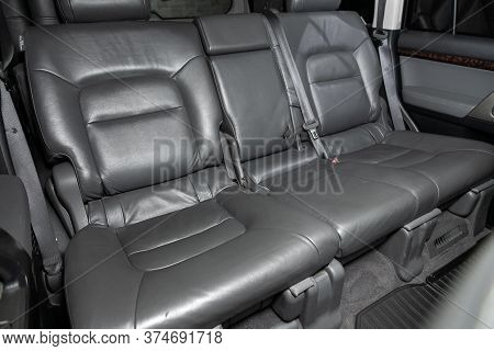 Novosibirsk/ Russia - June 15  2020:  Toyota Land Cruiser 200, Leather Interior Design, Car Passenge