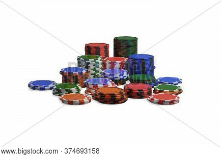 Poker Chips Isolated On A White Background. 3D Illustration.