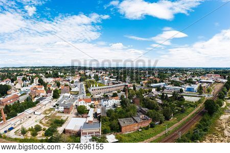 Aerial Cityscape Photo Of German Polish Town Guben Or Gubin