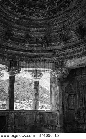 Interior Of An Abandoned Temple In Cursed Ruined Fort In A Haunted Place Bhangarh Fort Located In Ra