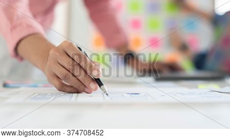 Team User Experience (ux) Designer Creative Graphic Planning Or Designing Application Development A 