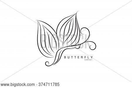 Butterfly logo vector template for cosmetic, beauty, spa. Black and white hand drawn butterfly illustration. vintage style, Butterfly logo design, Butterfly icon, Butterfly illustration,beauty lgo, spa logo, animal vector