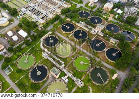 Sha Tin, Hong Kong 17 March 2019: Sewage treatment plant in Hong Kong
